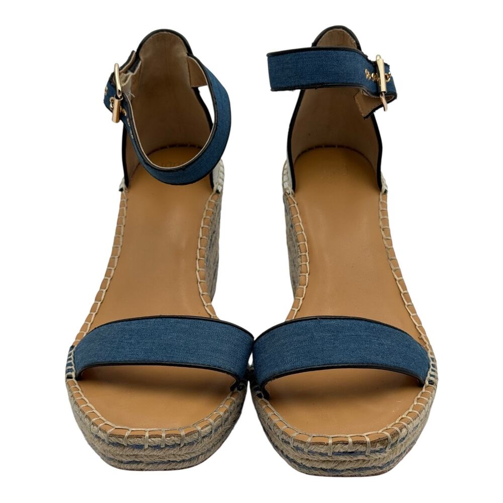 CAbi Parker Wedge Chambray/White Sandal, Size 10M
